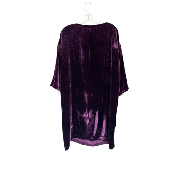 Eileen Fisher Purple Velvet Witchy Whimsigoth Dark Romantic Silk Dress Size M - Picture 9 of 12